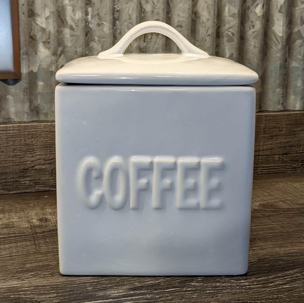 VINTAGE! FARMHOUSE White Ceramic "Coffee" Canister